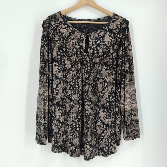 Lucky Brand Peasant Raw Edge Ruffle Top - Picture 1 of 4